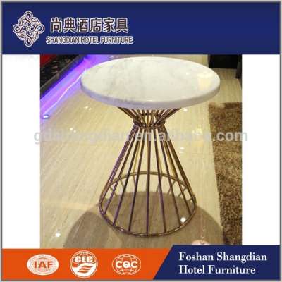 Italian hotel used furniture white round faux marble top coffee table for sale